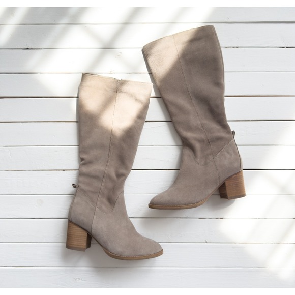 Blondo Shoes - Blondo Nikki Taupe Beige‎ Waterproof Suede Knee High Boots size 7.5